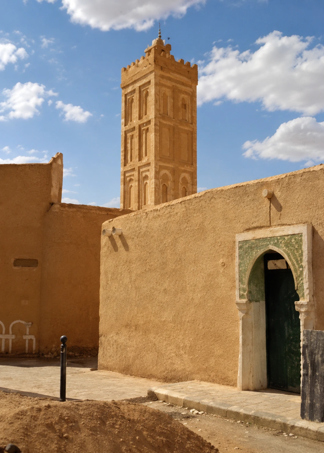 La cour et les arcades de la zaouïa Ziania à Kenadsa.