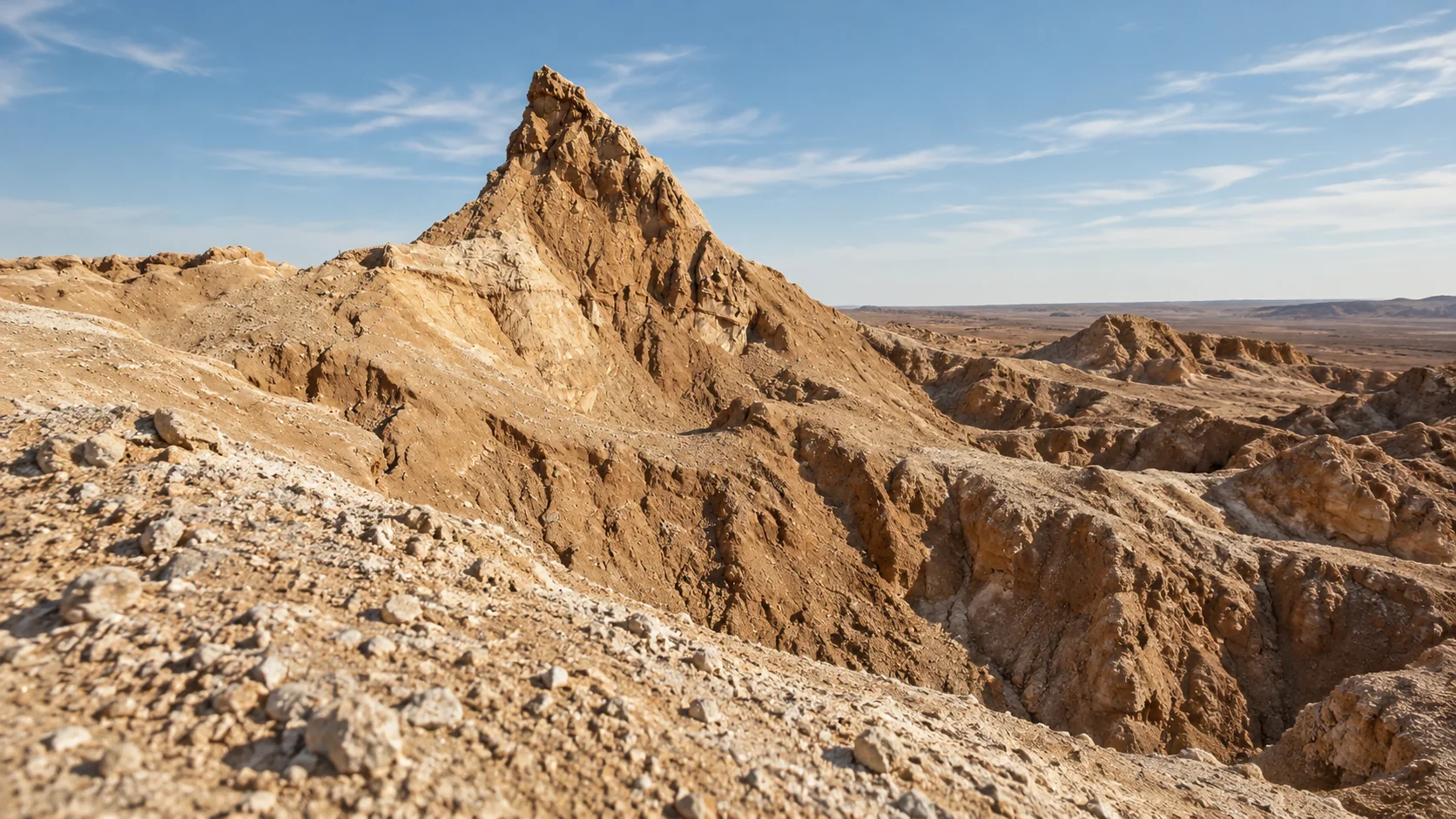 Illustration assistée par IA : Vue du Rocher de Sel, formation minérale près d’Aïn Maabed, en excursion depuis Djelfa.