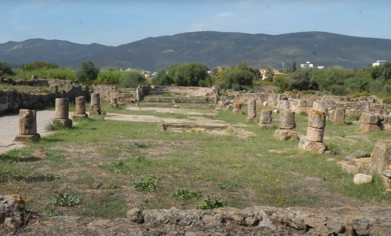 Colonnes et vestiges du site archéologique d'Hippone, au pied des collines d'Annaba.