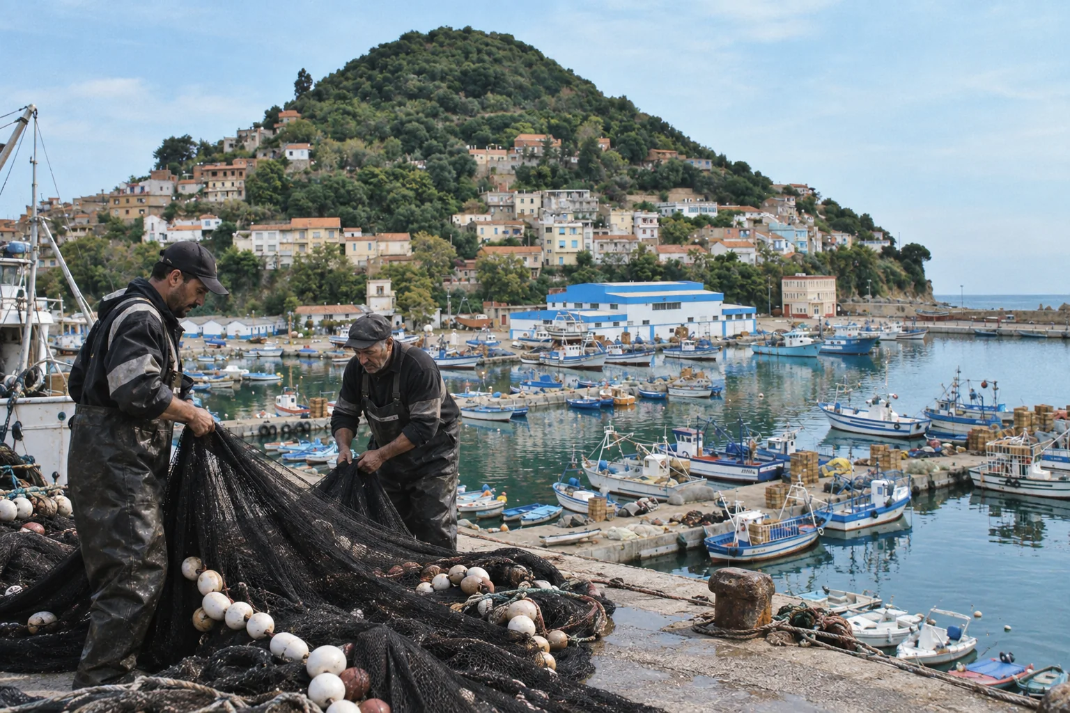 Scène de pêche au port de Collo.