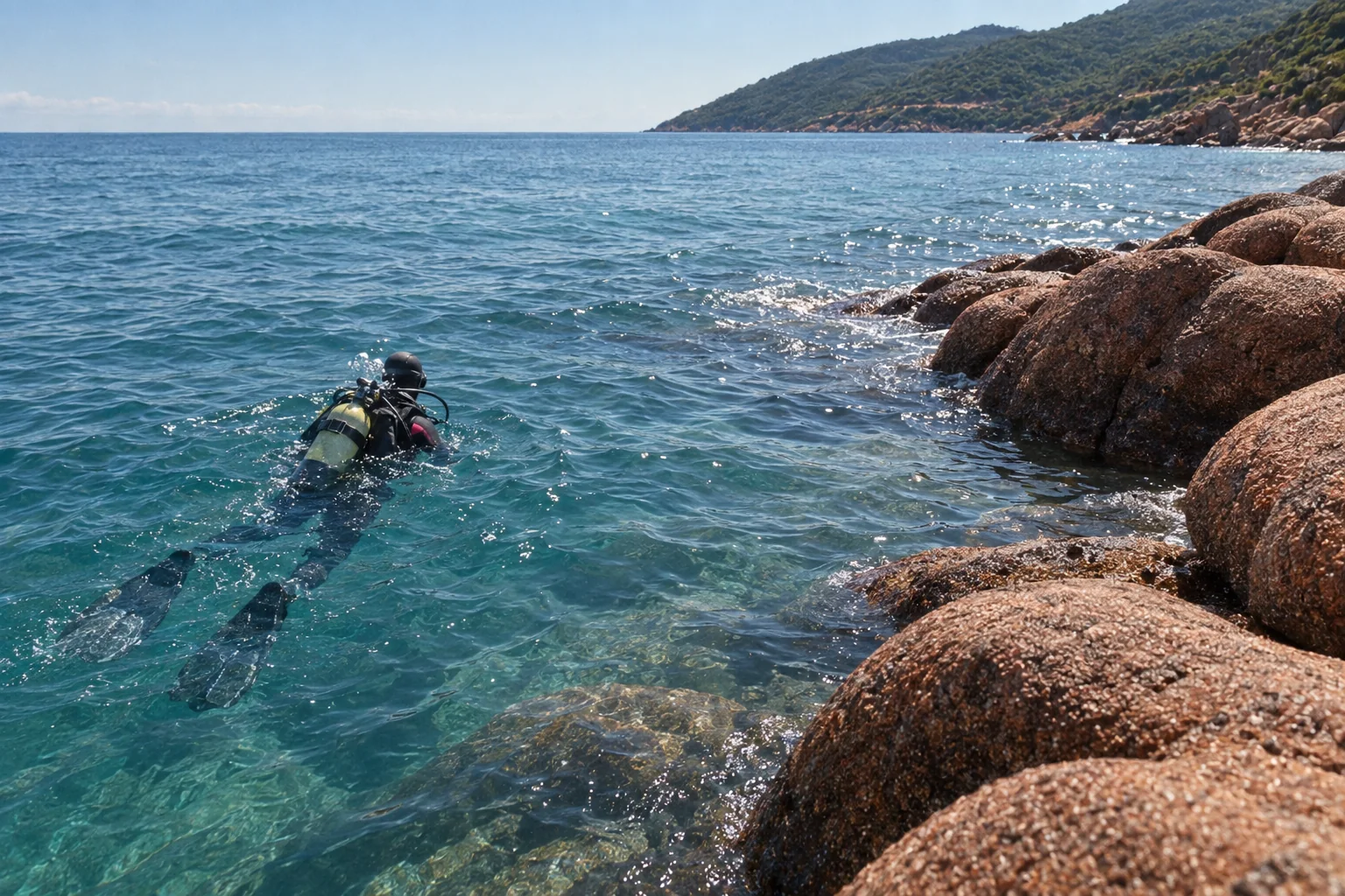Scène de plongée sur la côte de Collo, à Mersa Zitoune.