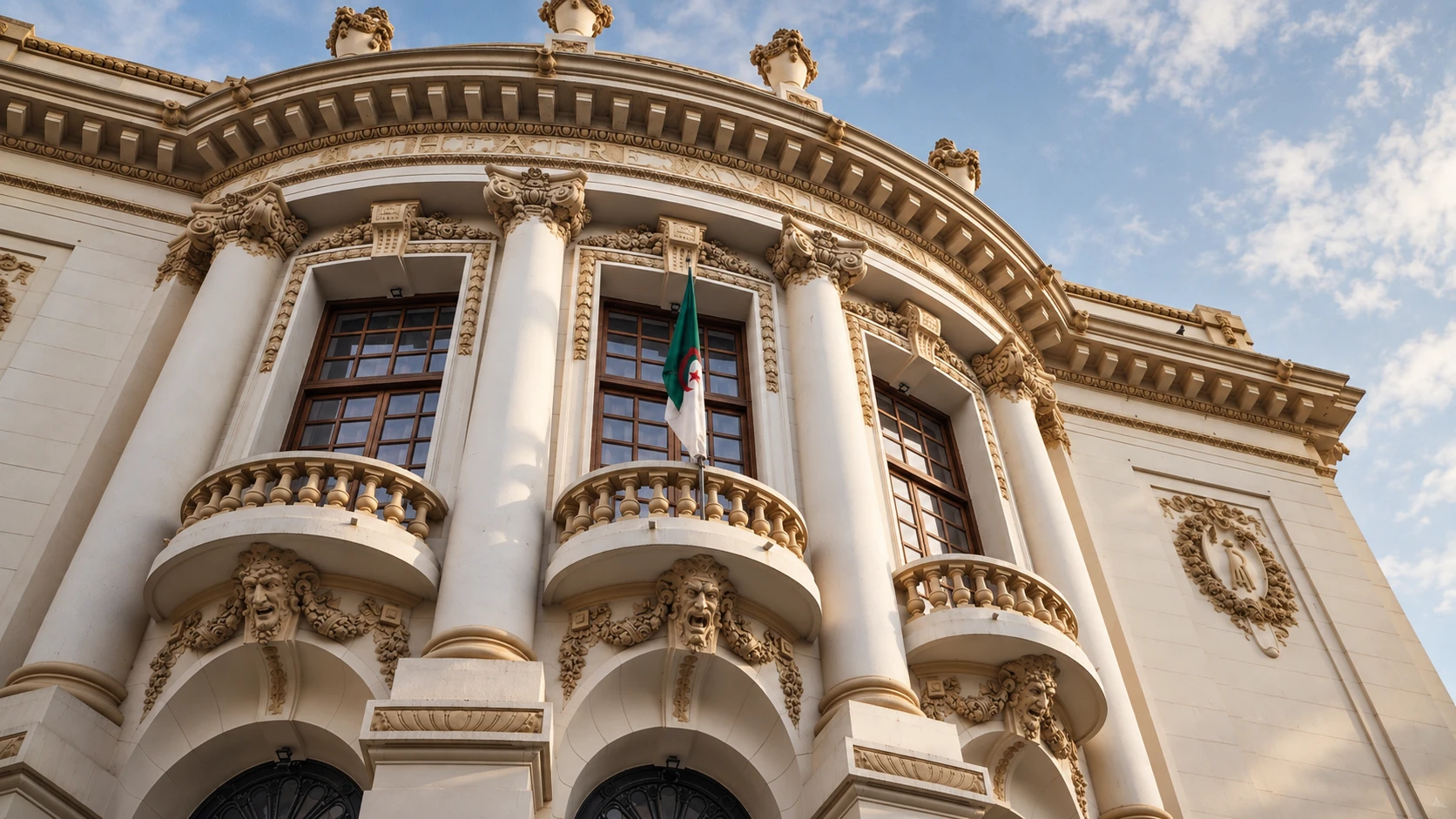 Illustration assistée par IA : Façade du théâtre régional de Skikda
