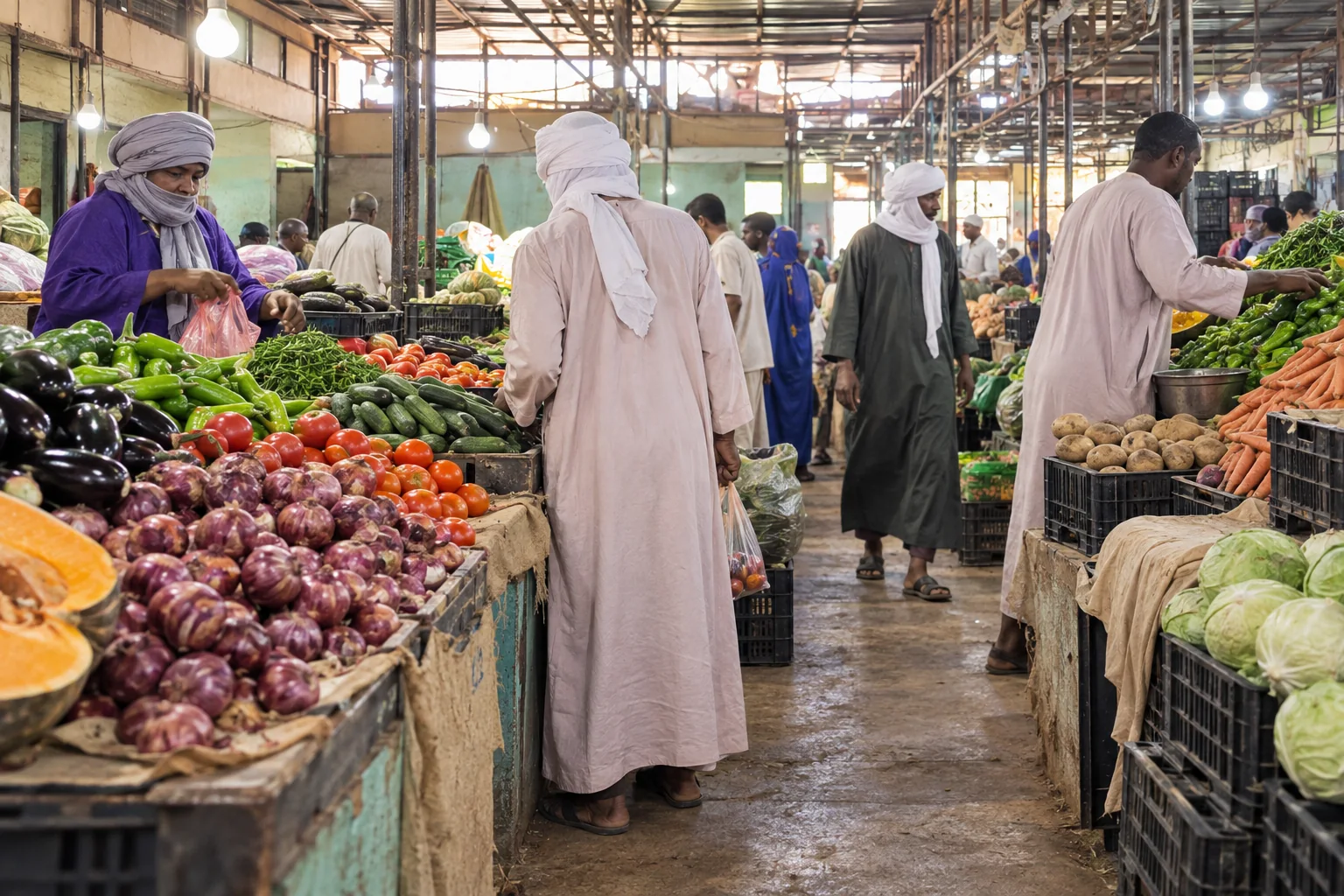 Marché couvert de Tamanrasset, scène de vie de la halle.