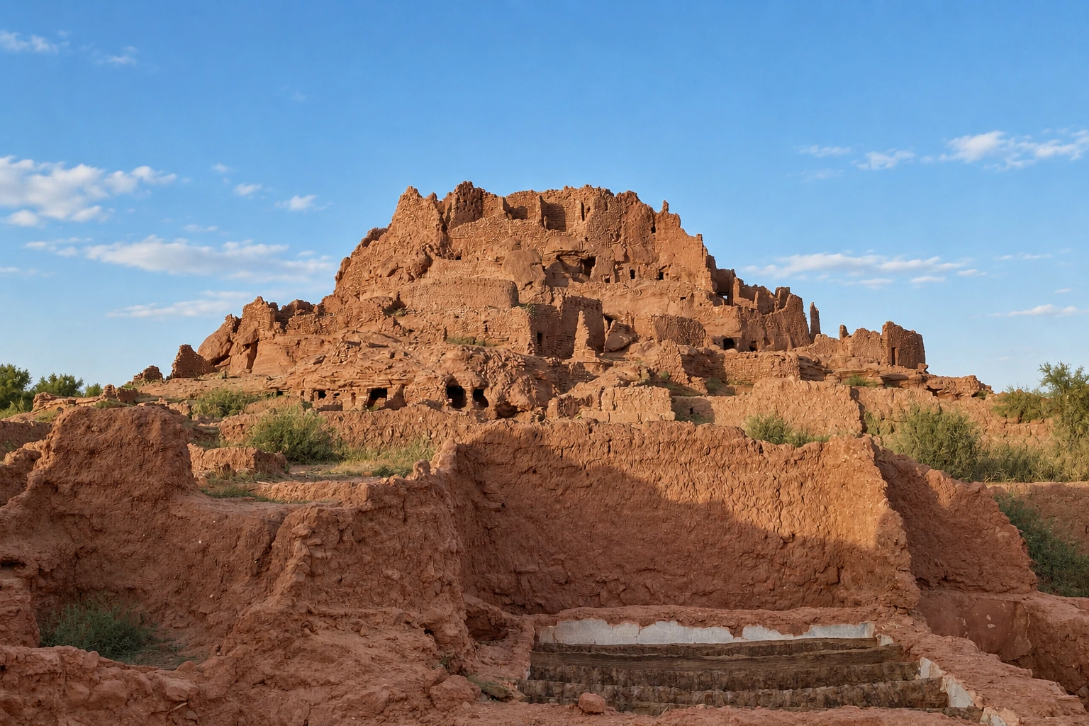 Les vestiges de terre rouge du ksar d’Ighzer, dans la commune d’Ouled Saïd.