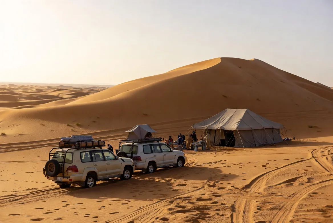 Campement dans les paysages du Sahara